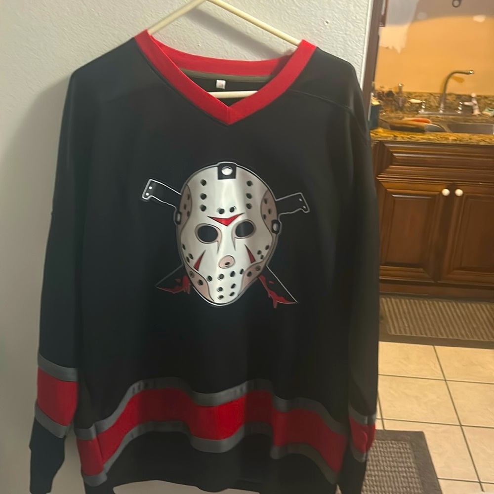 Jason Voorhees, Friday the 13th Graphic Black and Red Hockey Jersey XXL